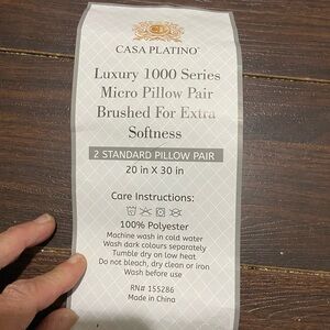 Casa Platino 2 Standard Pillow Pair Luxury 1000 Series Micro Pillow Pair